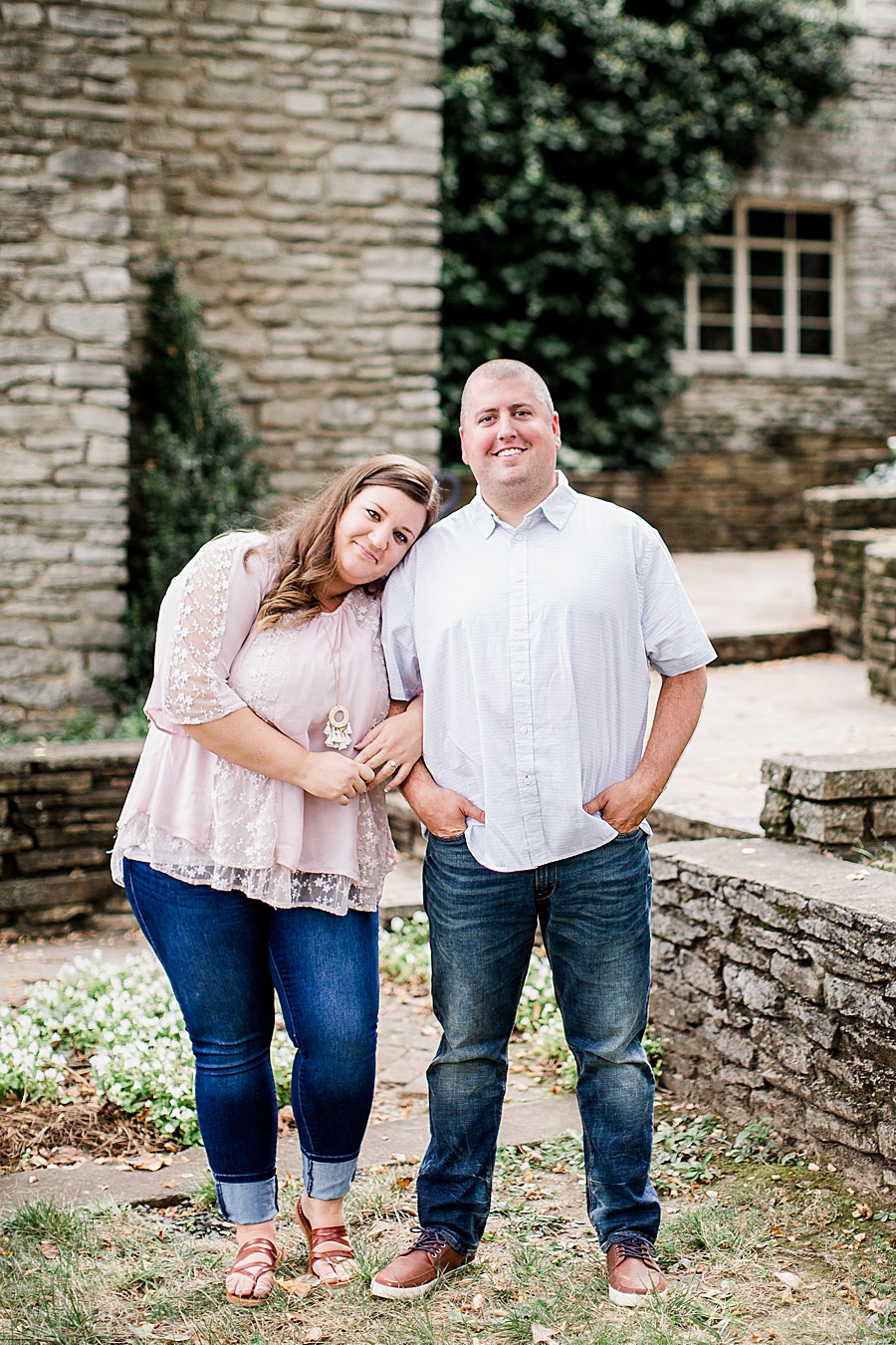 Head on shoulder at this Volunteer Landing engagement session by Knoxville Wedding Photographer, Amanda May Photos.