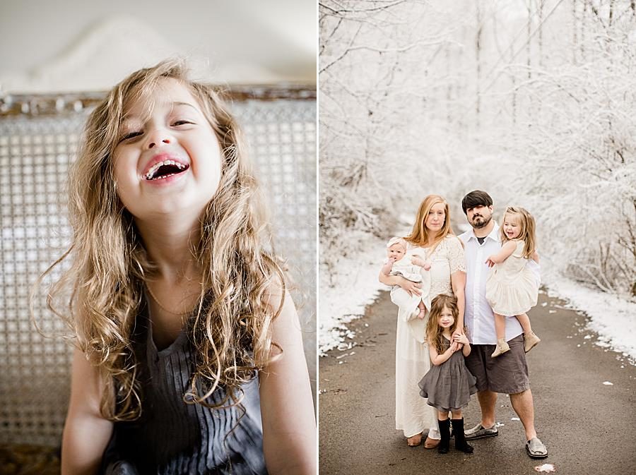 Snowy yard at this Knoxville Lifestyle by Knoxville Wedding Photographer, Amanda May Photos.