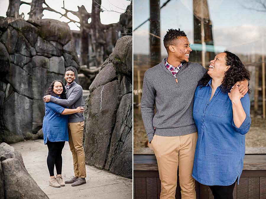 Fake rock at this Knoxville Zoo engagement by Knoxville Wedding Photographer, Amanda May Photos.