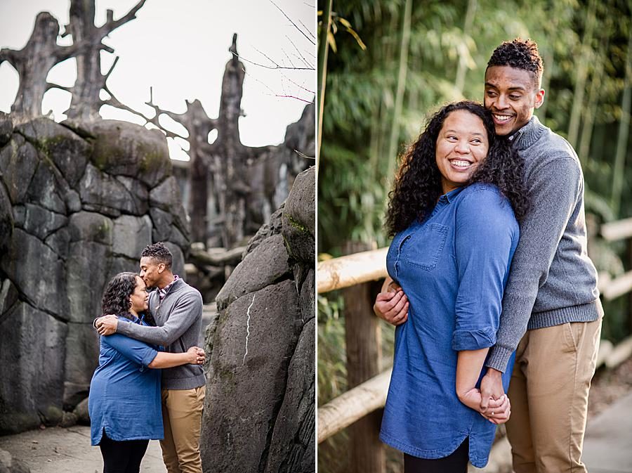 Forehead kiss at this Knoxville Zoo engagement by Knoxville Wedding Photographer, Amanda May Photos.