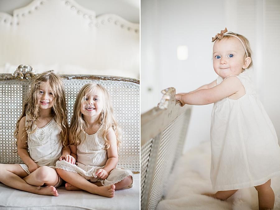 Standing up at this 12 month lifestyle session by Knoxville Wedding Photographer, Amanda May Photos.