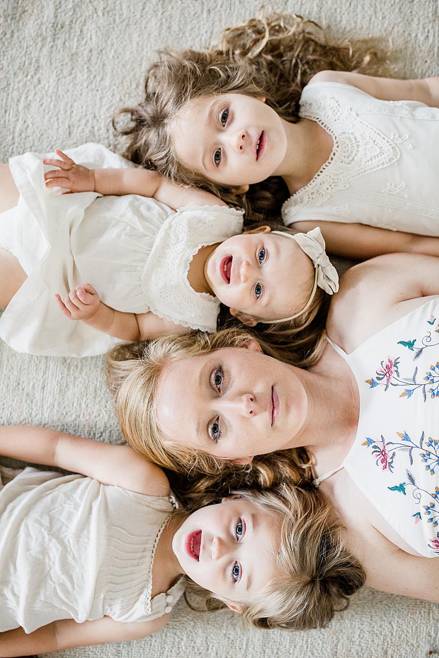 Mom and daughters at this 12 month lifestyle session by Knoxville Wedding Photographer, Amanda May Photos.