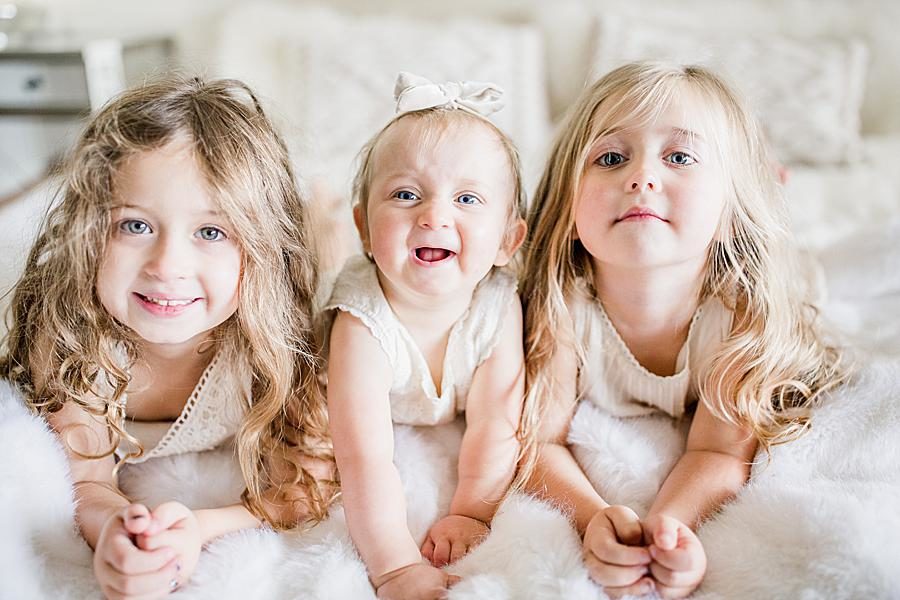 Little girls at this 12 month lifestyle session by Knoxville Wedding Photographer, Amanda May Photos.