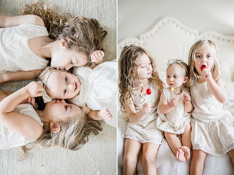 Blow pops at this 12 month lifestyle session by Knoxville Wedding Photographer, Amanda May Photos.