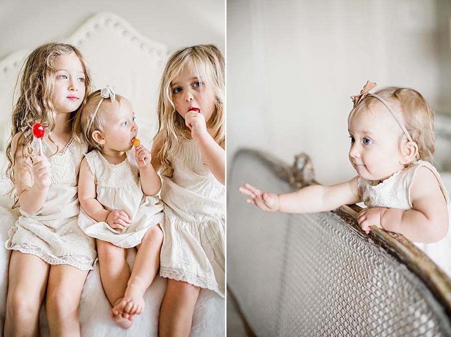 Reaching at this 12 month lifestyle session by Knoxville Wedding Photographer, Amanda May Photos.