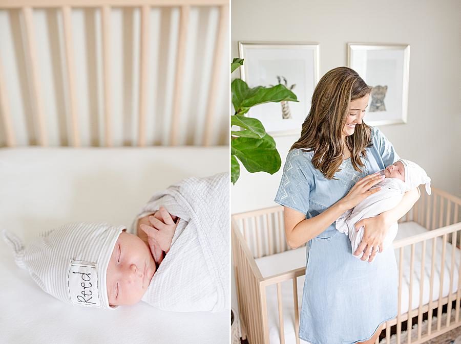 Mom holding baby at this newborn session by Knoxville Wedding Photographer, Amanda May Photos.
