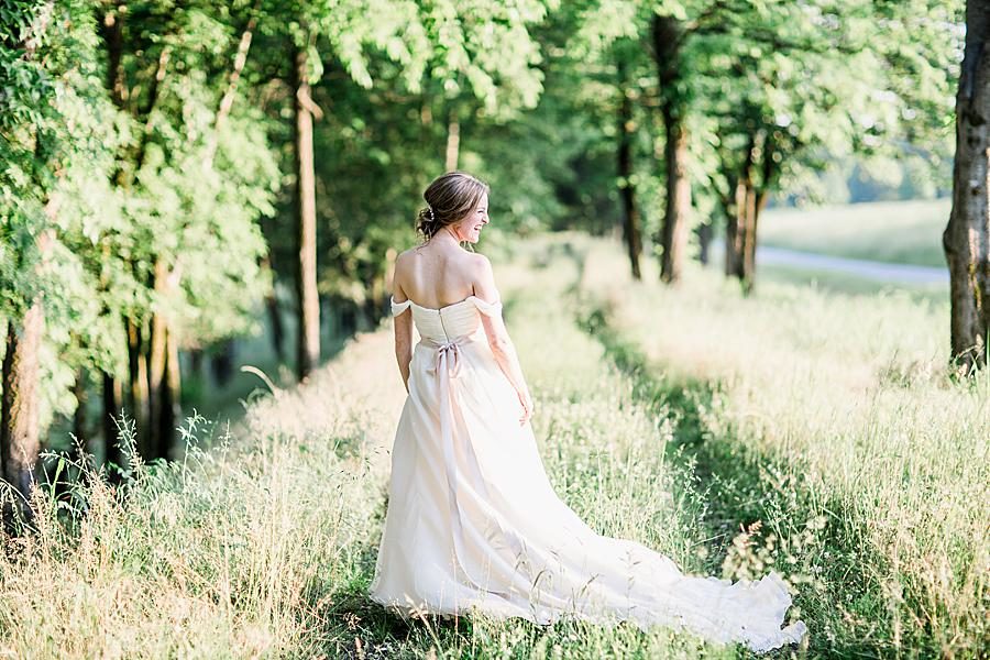 Long train at this Marblegate Farm Bridal Session by Knoxville Wedding Photographer, Amanda May Photos.