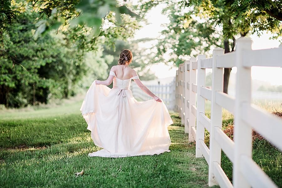 Offbeat wedding dress at this Marblegate Farm Bridal Session by Knoxville Wedding Photographer, Amanda May Photos.