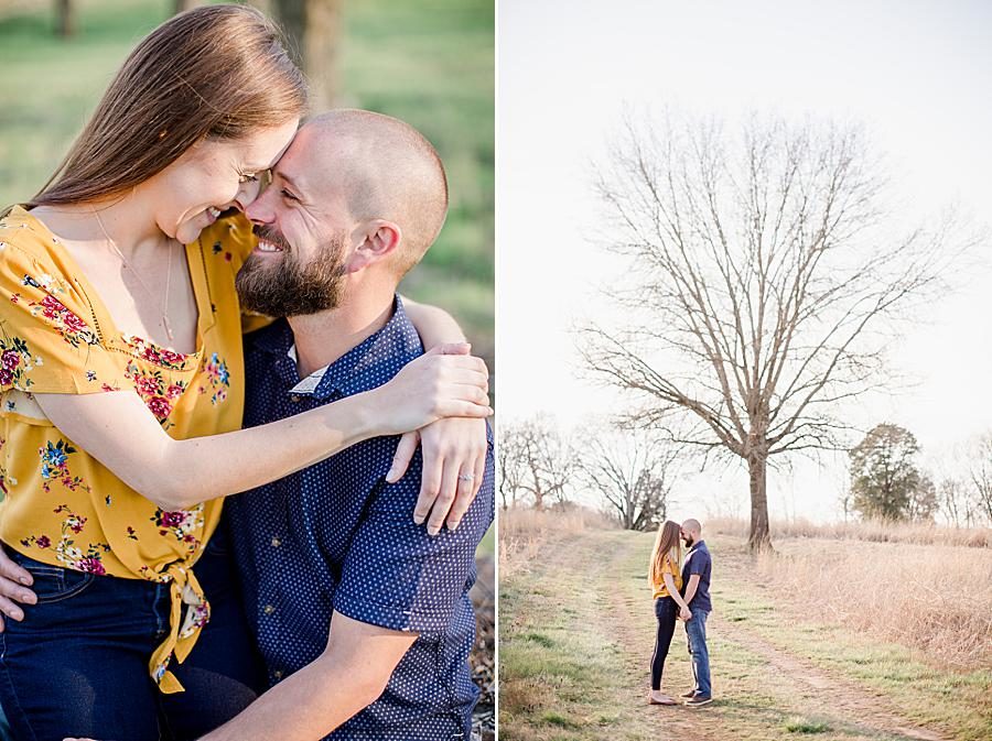 Foreheads together at this Marblegate Farm engagement by Knoxville Wedding Photographer, Amanda May Photos.