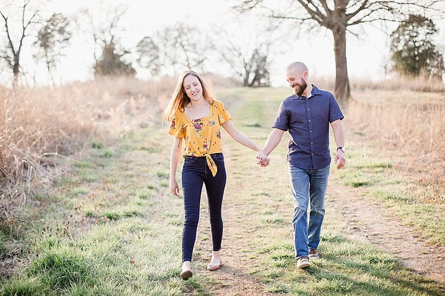 Tie front shirt at this Marblegate Farm engagement by Knoxville Wedding Photographer, Amanda May Photos.