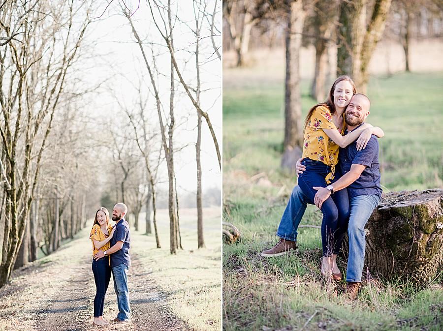 Sitting together at this Marblegate Farm engagement by Knoxville Wedding Photographer, Amanda May Photos.