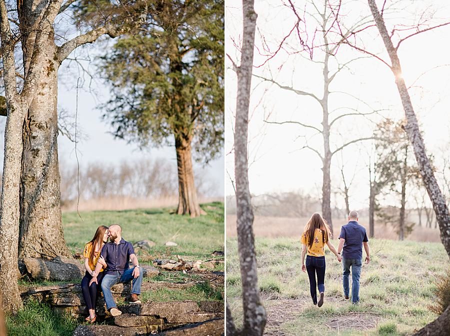 Walking together at this Marblegate Farm engagement by Knoxville Wedding Photographer, Amanda May Photos.