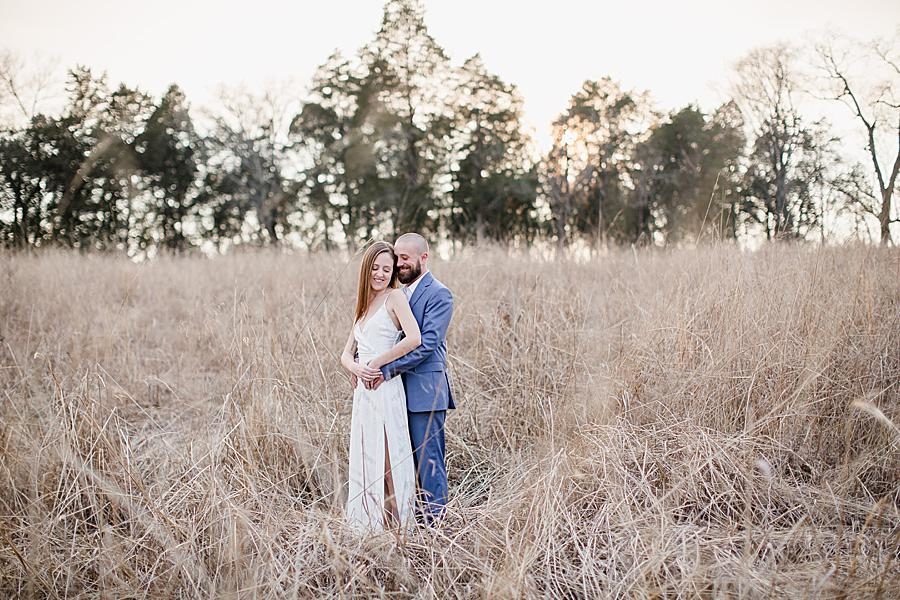 Blue suit at this Marblegate Farm engagement by Knoxville Wedding Photographer, Amanda May Photos.