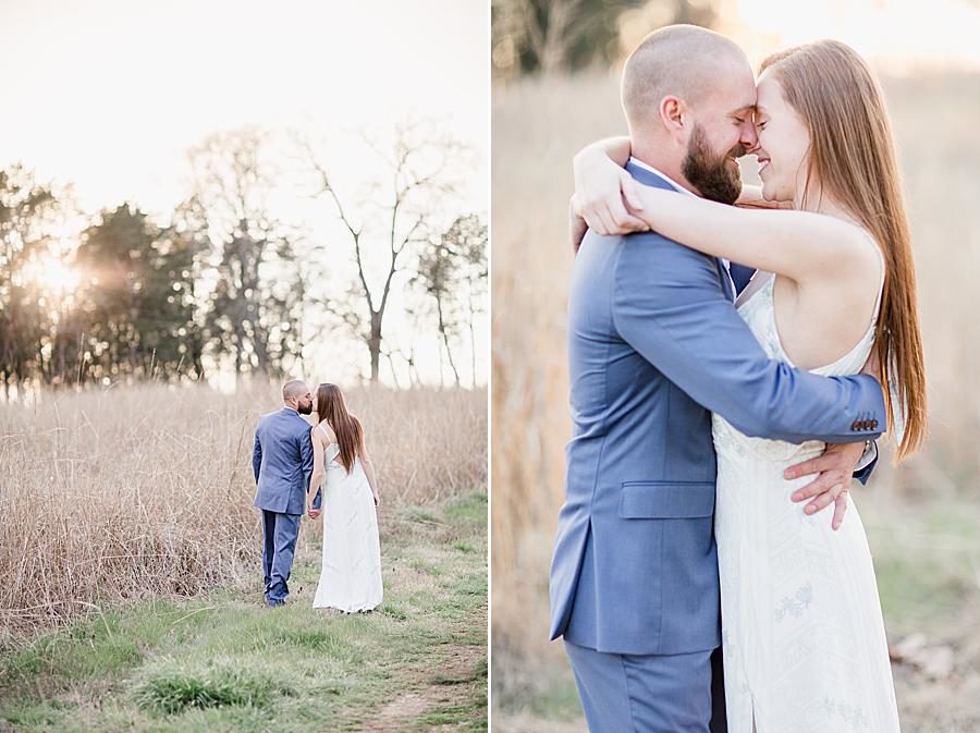 Arms around neck at this Marblegate Farm engagement by Knoxville Wedding Photographer, Amanda May Photos.