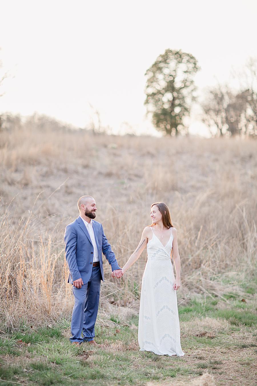 Open field at this Marblegate Farm engagement by Knoxville Wedding Photographer, Amanda May Photos.