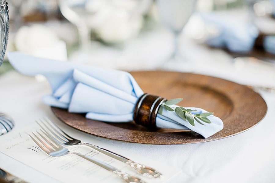 Fancy napkin at this Marblegate Farm Wedding by Knoxville Wedding Photographer, Amanda May Photos.