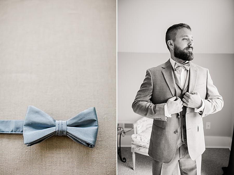 Blue bow tie at this Marblegate Farm Wedding by Knoxville Wedding Photographer, Amanda May Photos.