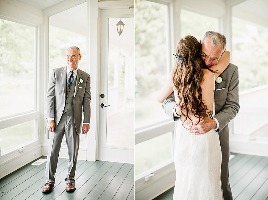 Dad first look at this Marblegate Farm Wedding by Knoxville Wedding Photographer, Amanda May Photos.