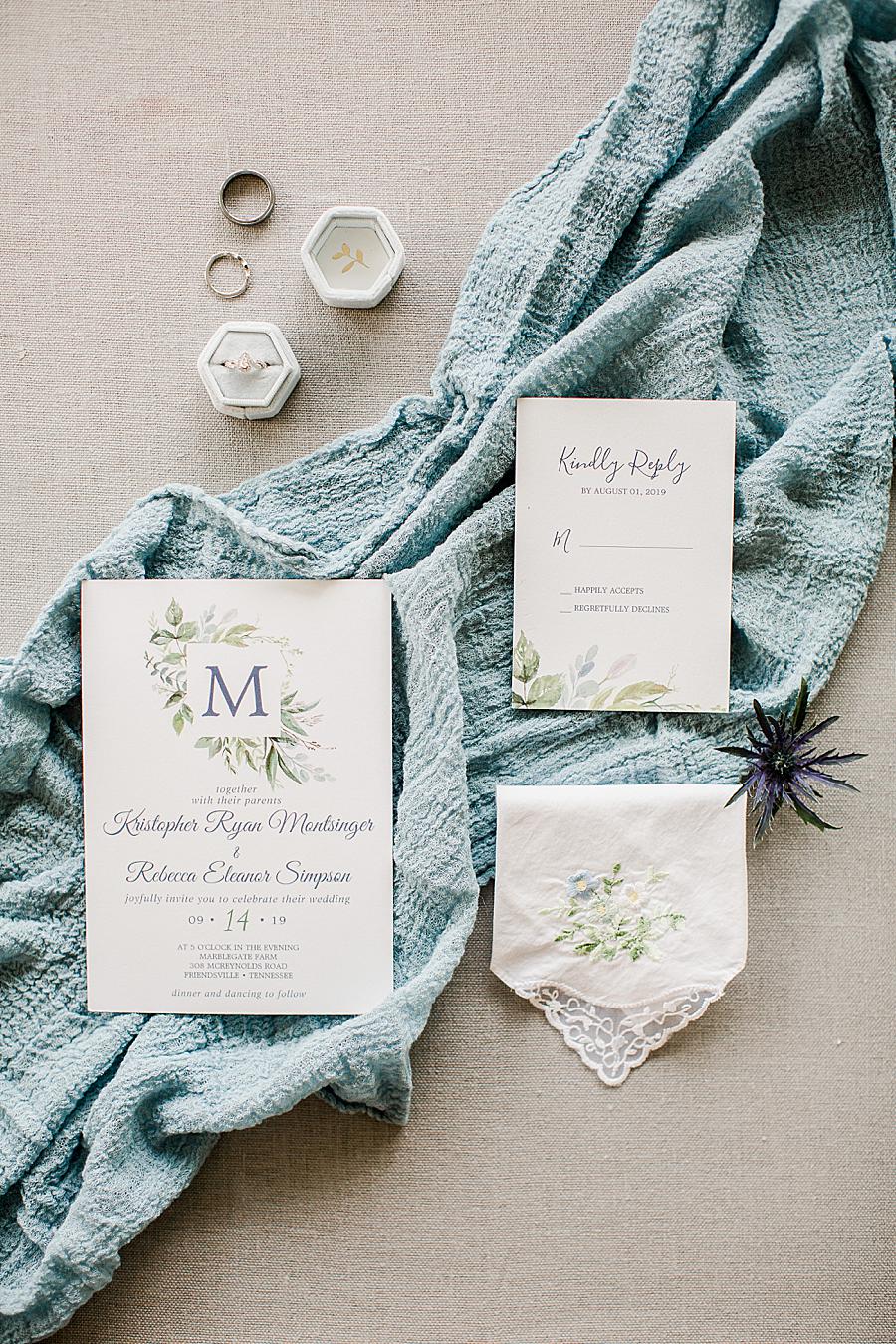 Blue cheese cloth at this Marblegate Farm Wedding by Knoxville Wedding Photographer, Amanda May Photos.
