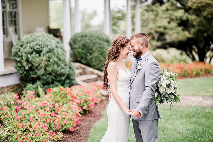 Foreheads together at this Marblegate Farm Wedding by Knoxville Wedding Photographer, Amanda May Photos.