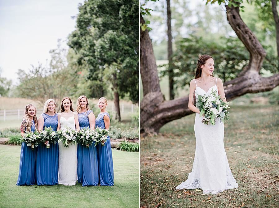 Long blue dresses at this Marblegate Farm Wedding by Knoxville Wedding Photographer, Amanda May Photos.