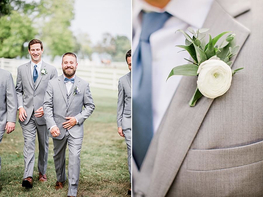 Boutonnière at this Marblegate Farm Wedding by Knoxville Wedding Photographer, Amanda May Photos.