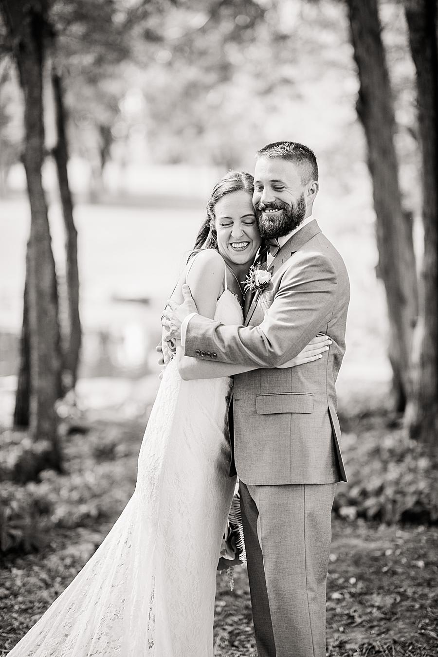 Couple hugging at this Marblegate Farm Wedding by Knoxville Wedding Photographer, Amanda May Photos.