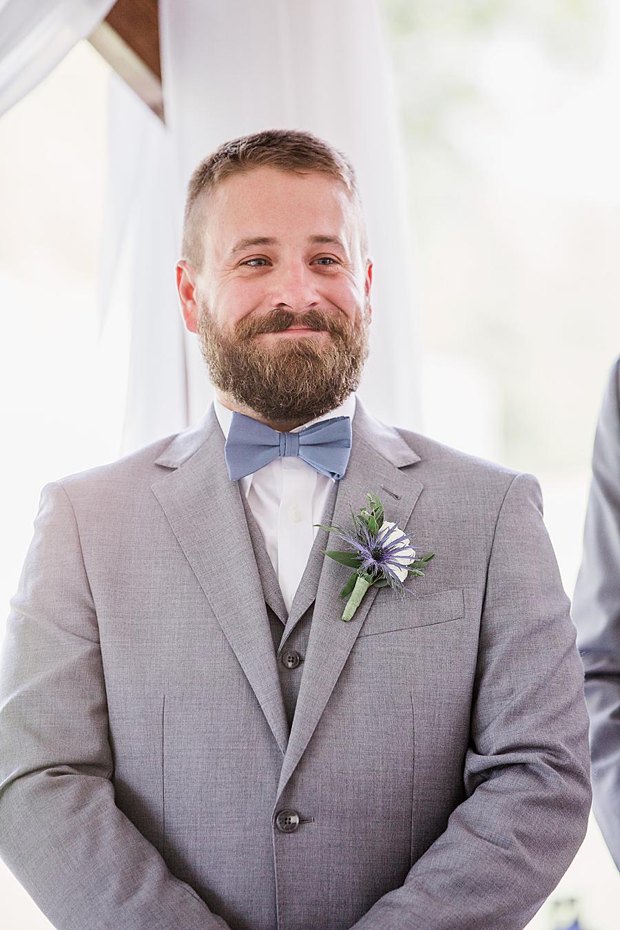Groom’s reaction at this Marblegate Farm Wedding by Knoxville Wedding Photographer, Amanda May Photos.