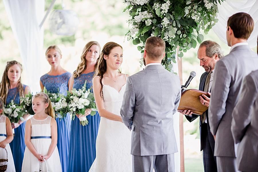 Exchanging vows at this Marblegate Farm Wedding by Knoxville Wedding Photographer, Amanda May Photos.