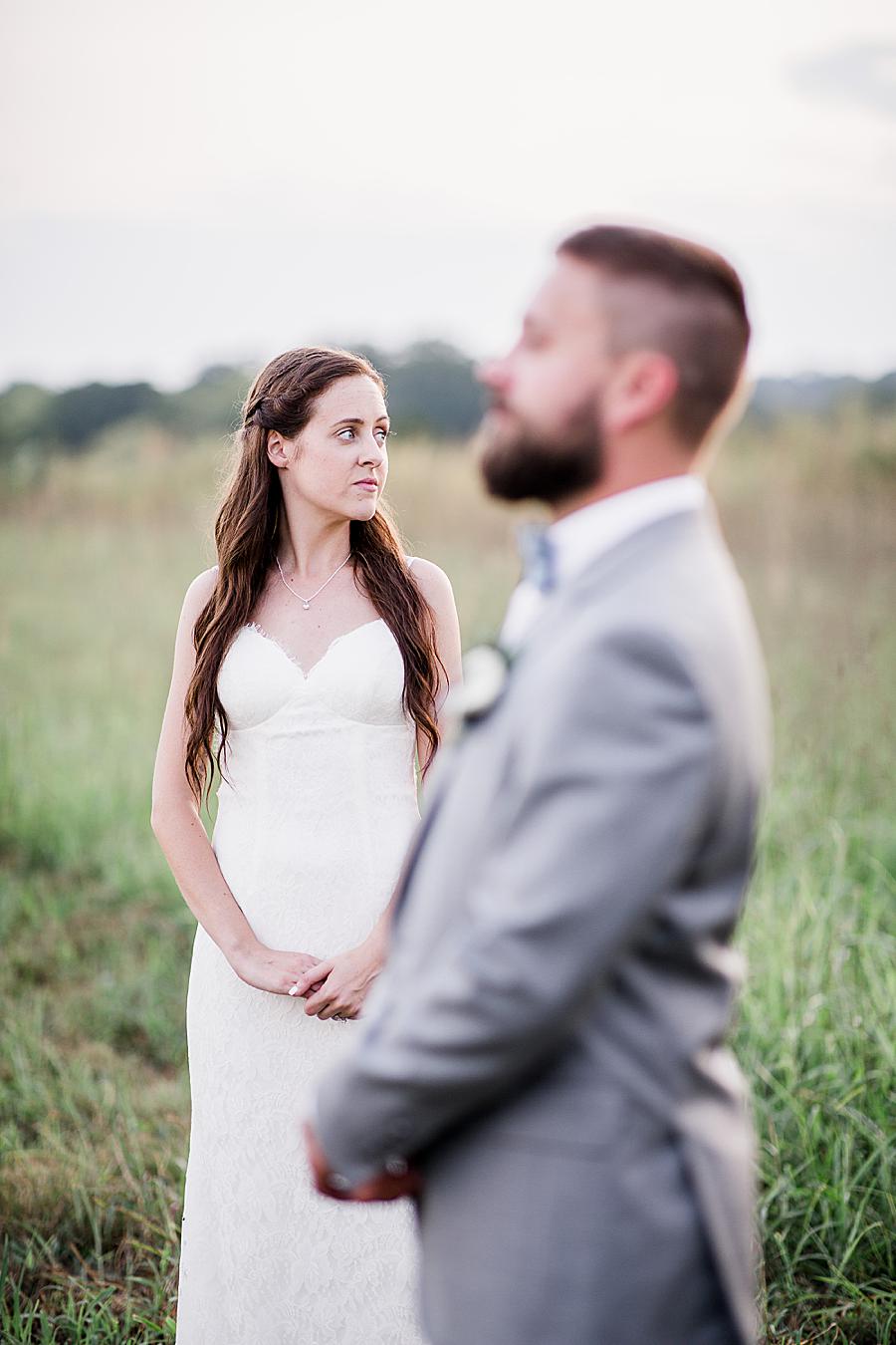 Focused on bride by Knoxville Wedding Photographer, Amanda May Photos.