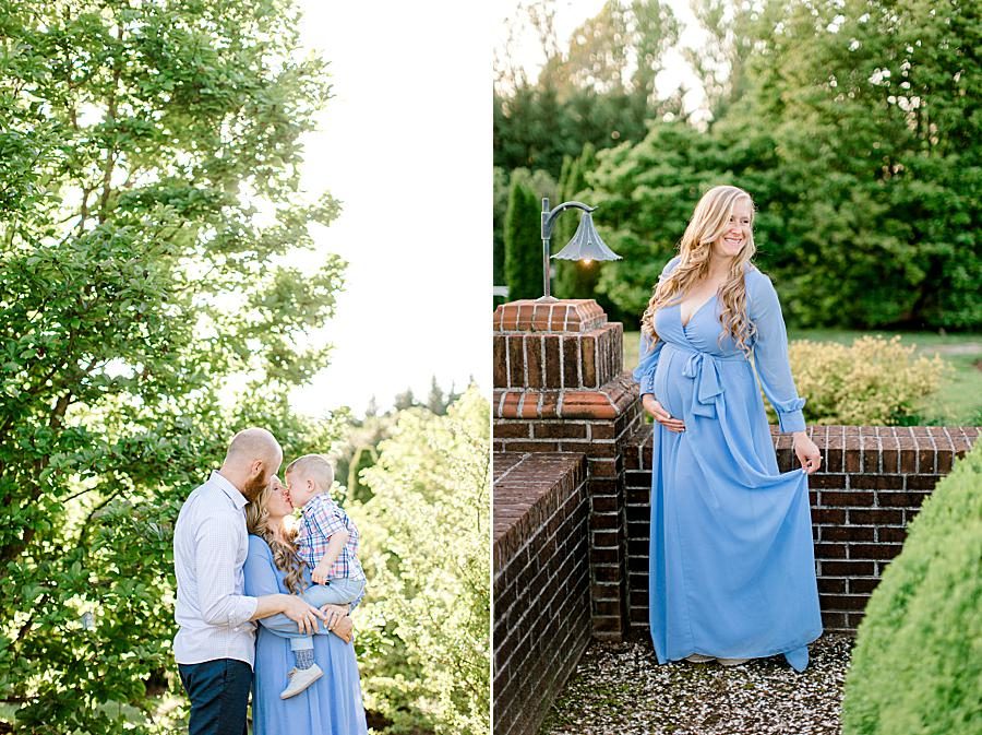 Blue maternity dress at this Maternity Pictures by Knoxville Wedding Photographer, Amanda May Photos.