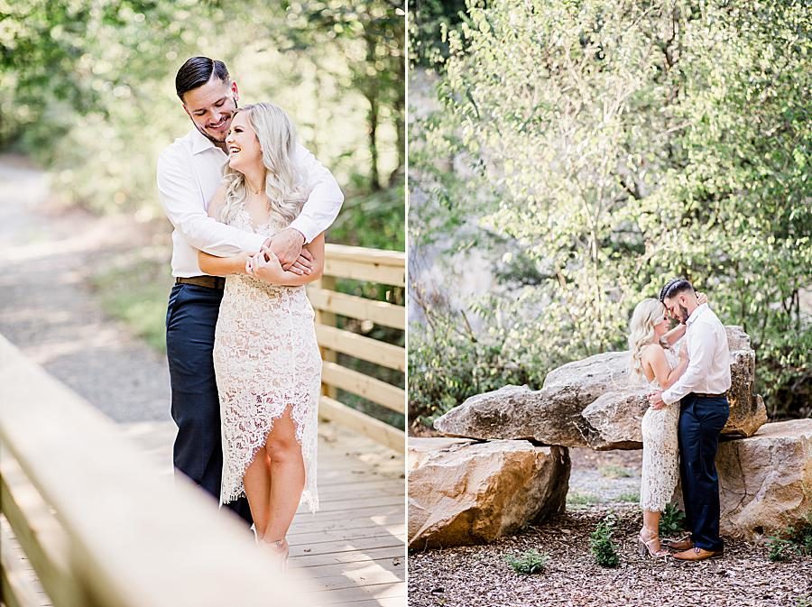 Wooden bridge at this Meads Quarry engagement by Knoxville Wedding Photographer, Amanda May Photos.