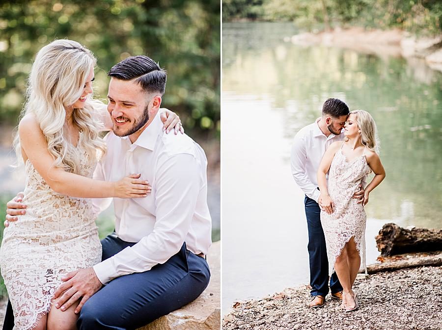 Foreheads together at this Meads Quarry engagement by Knoxville Wedding Photographer, Amanda May Photos.