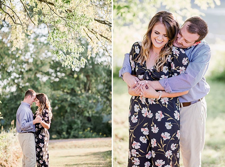 Hugging at this Melton Hill engagement session by Knoxville Wedding Photographer, Amanda May Photos.
