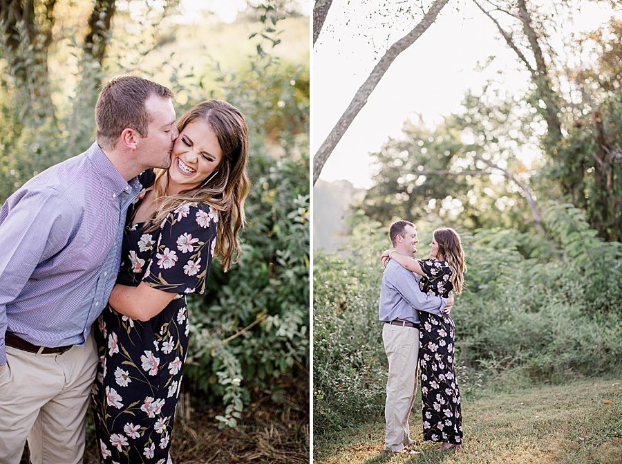 Kiss on the cheek at this Melton Hill engagement session by Knoxville Wedding Photographer, Amanda May Photos.