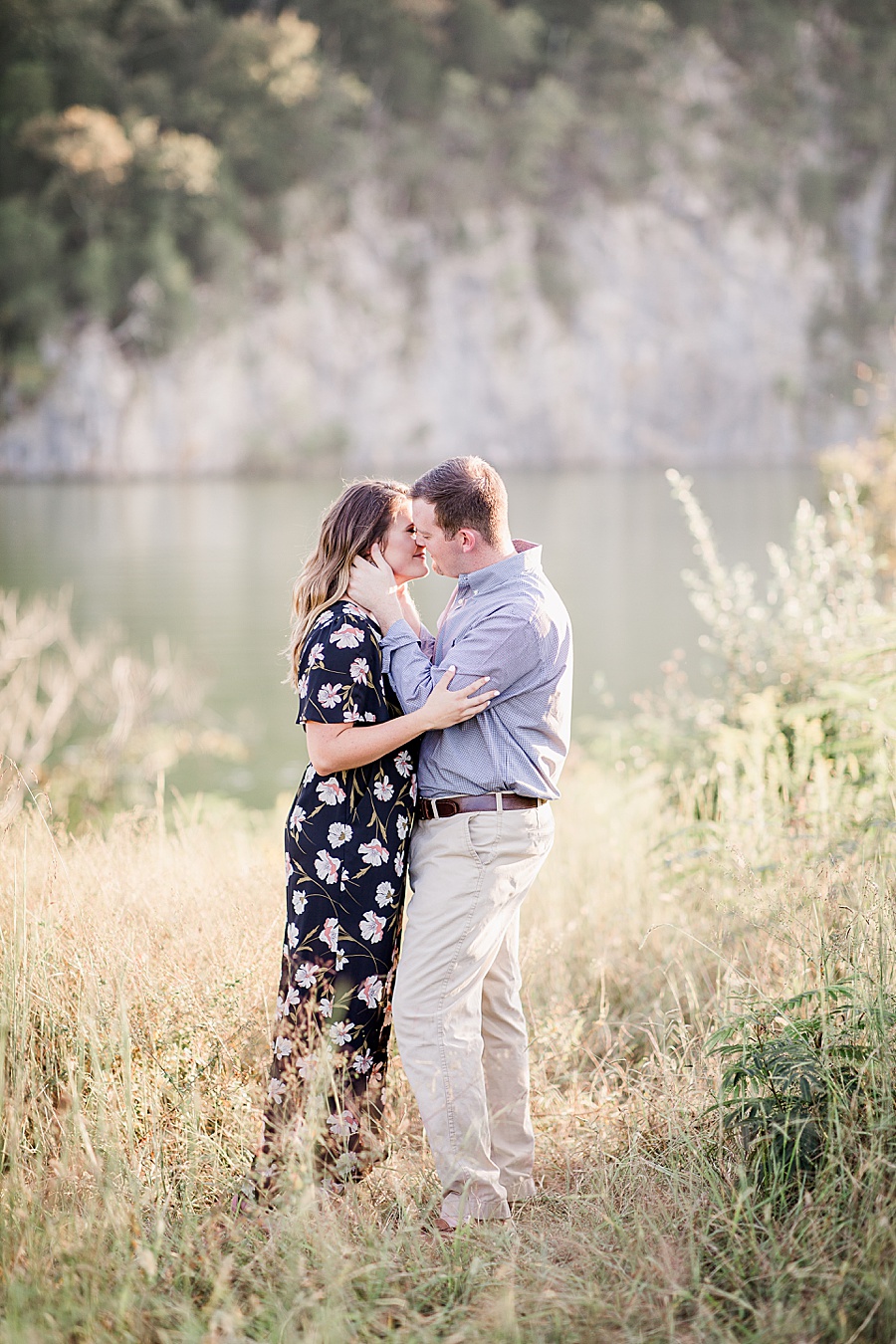 Kissing at this Melton Hill engagement session by Knoxville Wedding Photographer, Amanda May Photos.
