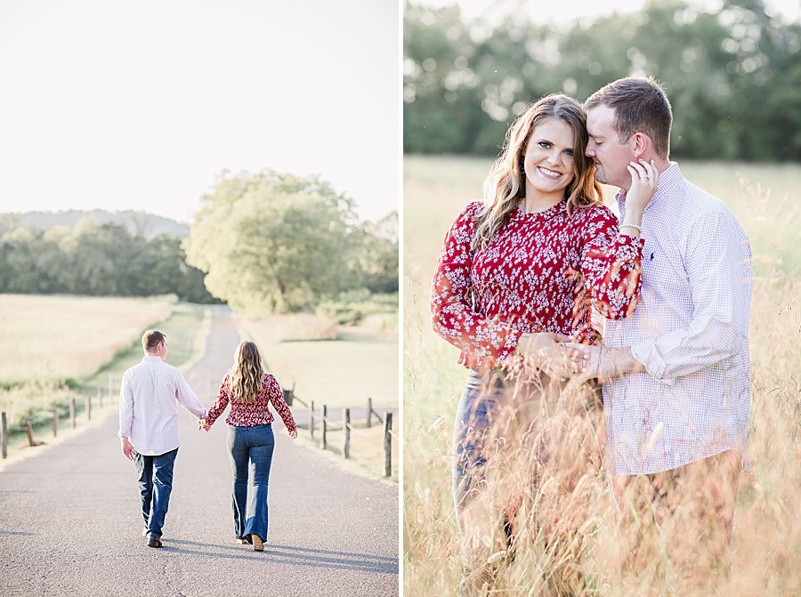 Red boho top at this Melton Hill engagement session by Knoxville Wedding Photographer, Amanda May Photos.