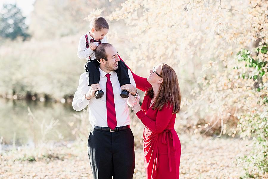 Christmas outfits at this Melton Hill Park session by Knoxville Wedding Photographer, Amanda May Photos.