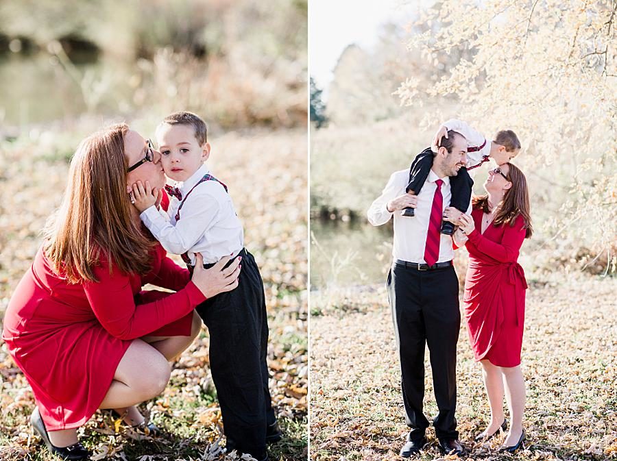 Kiss on the cheek at this Melton Hill Park session by Knoxville Wedding Photographer, Amanda May Photos.