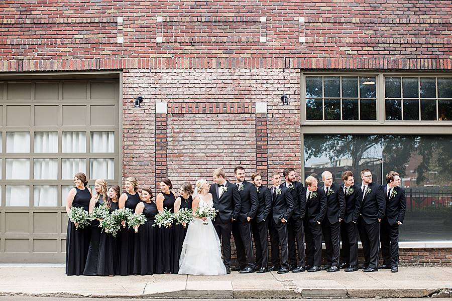 the whole wedding party at the mill & mine