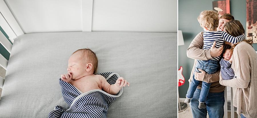 The whole family at this lifestyle newborn session by Knoxville Wedding Photographer, Amanda May Photos.