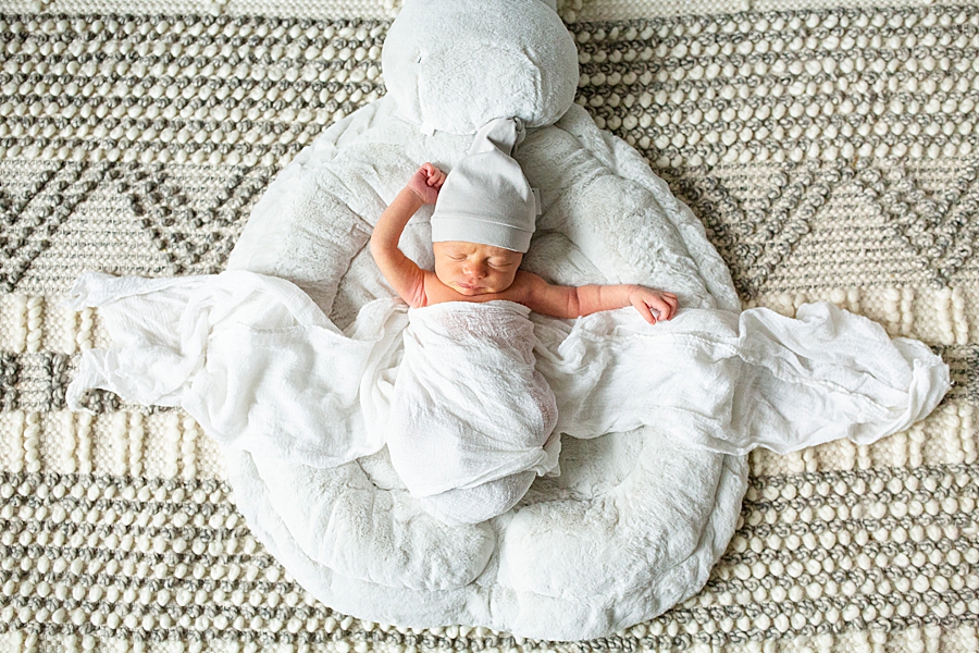 stretching baby at newborn session