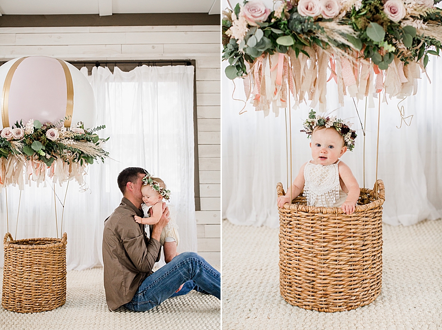 baby in basket one year session