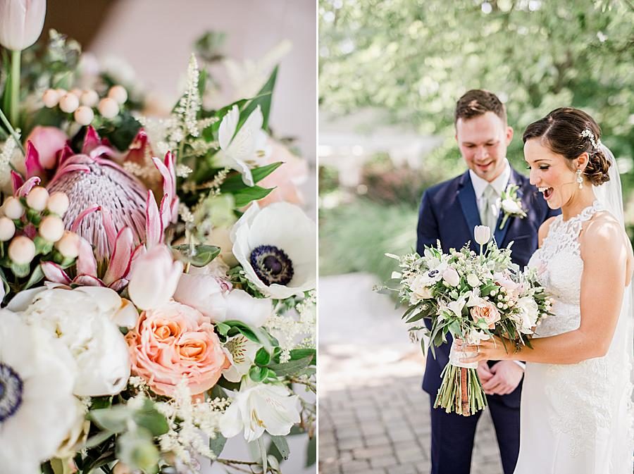 Unique bouquet at this pavilion wedding by Knoxville Wedding Photographer, Amanda May Photos.