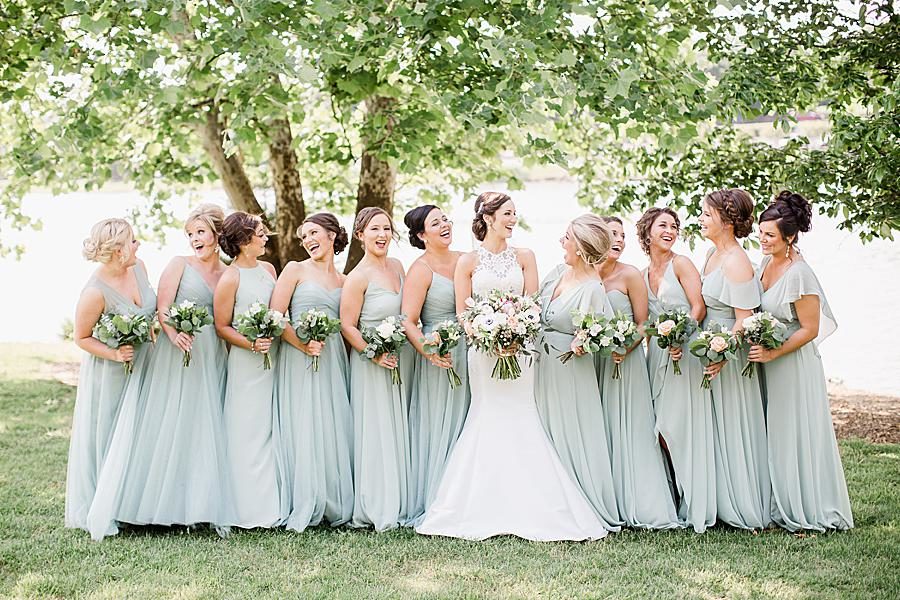 Sky blue bridesmaid dresses at this pavilion wedding by Knoxville Wedding Photographer, Amanda May Photos.