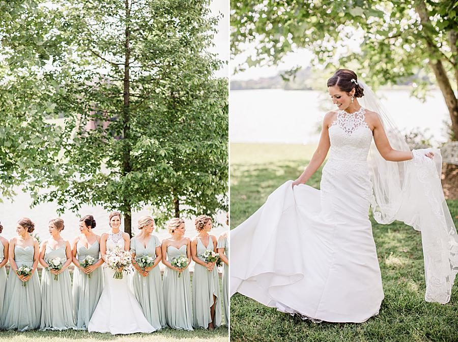 Lace neck detail at this pavilion wedding by Knoxville Wedding Photographer, Amanda May Photos.