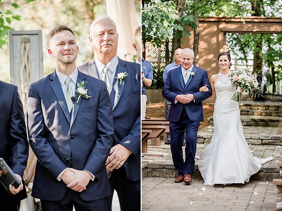 Blue tuxedo at this pavilion wedding by Knoxville Wedding Photographer, Amanda May Photos.