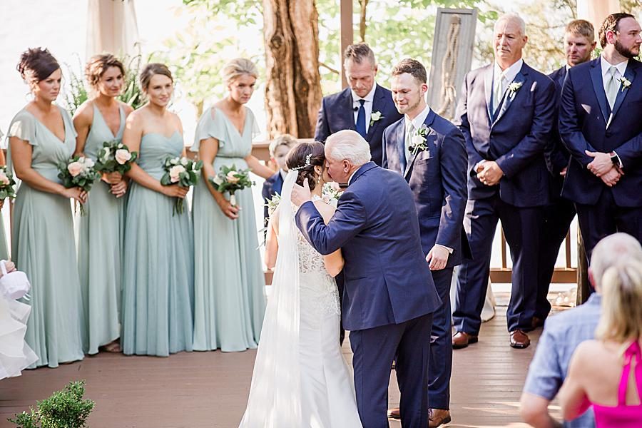 Giving her away at this pavilion wedding by Knoxville Wedding Photographer, Amanda May Photos.