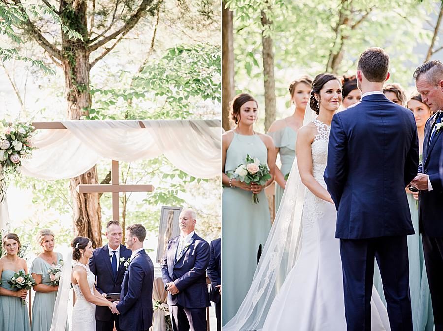 Exchanging vows at this pavilion wedding by Knoxville Wedding Photographer, Amanda May Photos.