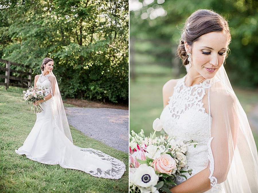 Modest neckline at this pavilion wedding by Knoxville Wedding Photographer, Amanda May Photos.